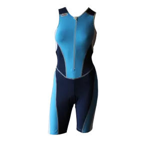 Ironman trisuit front zip mouwloos bodysuit blauw dames